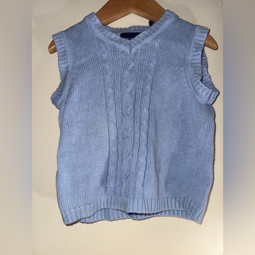 J. Khaki Light Blue Cable Knit Sleeveless Sweater Vest - Kids